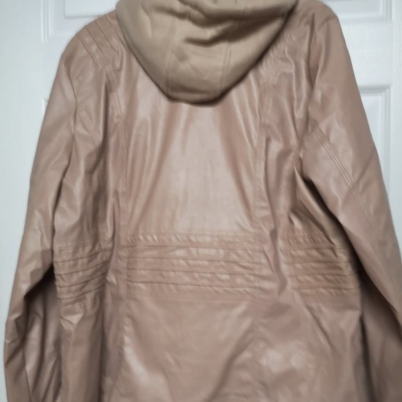 Beige Faux Leather Jacket - Picture 3 of 11